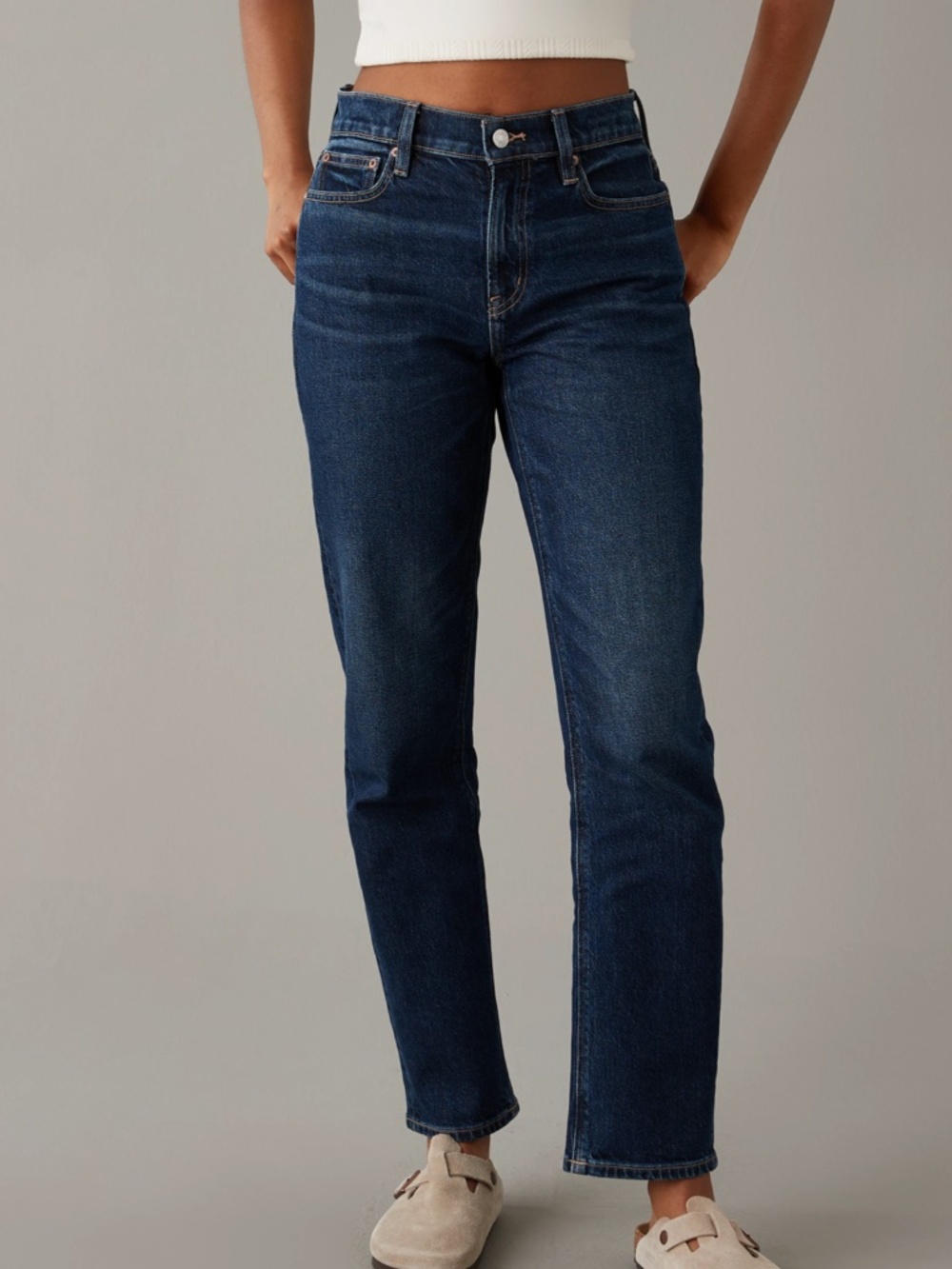 AE Stretch Super High-Waisted Ankle Straight Jean